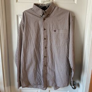Panhandle Western Shirt Men’s Size Large Button Up Checked Long Sleeve